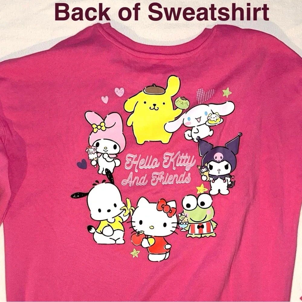 Sanrio Hello Kitty & Friends Pink Crew Sweatshirt - Juniors Sz Medium NWT Kuromi - Picture 8 of 8